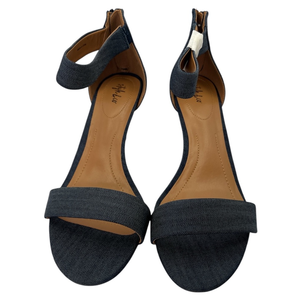 NWOT Style & Co. Womens Paycee Denim Stacked Heel Dress Sandals, Size 10W - Picture 2 of 9
